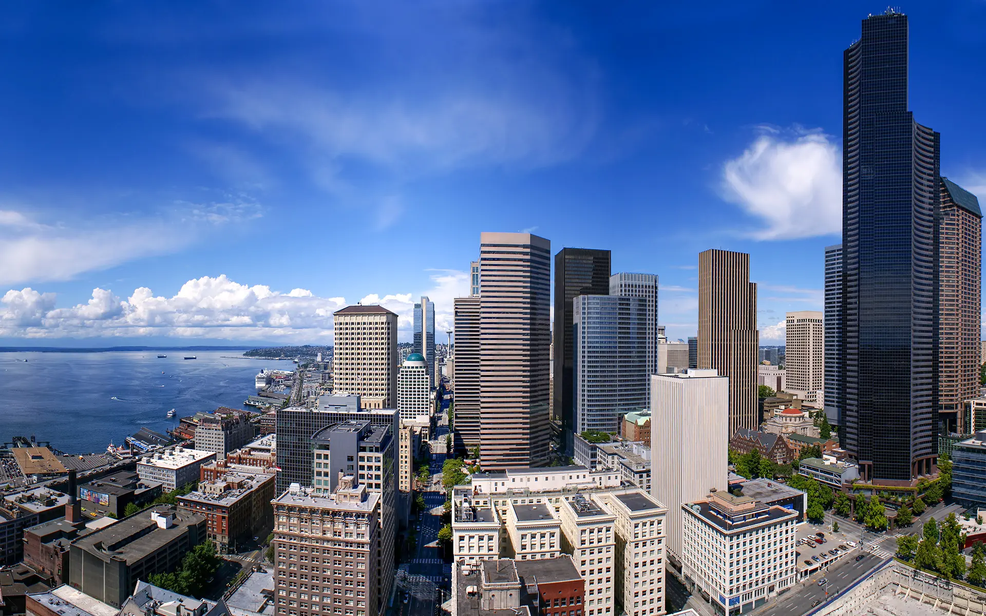 Interior of the Crescent Law consultation room overlooking Seattle
